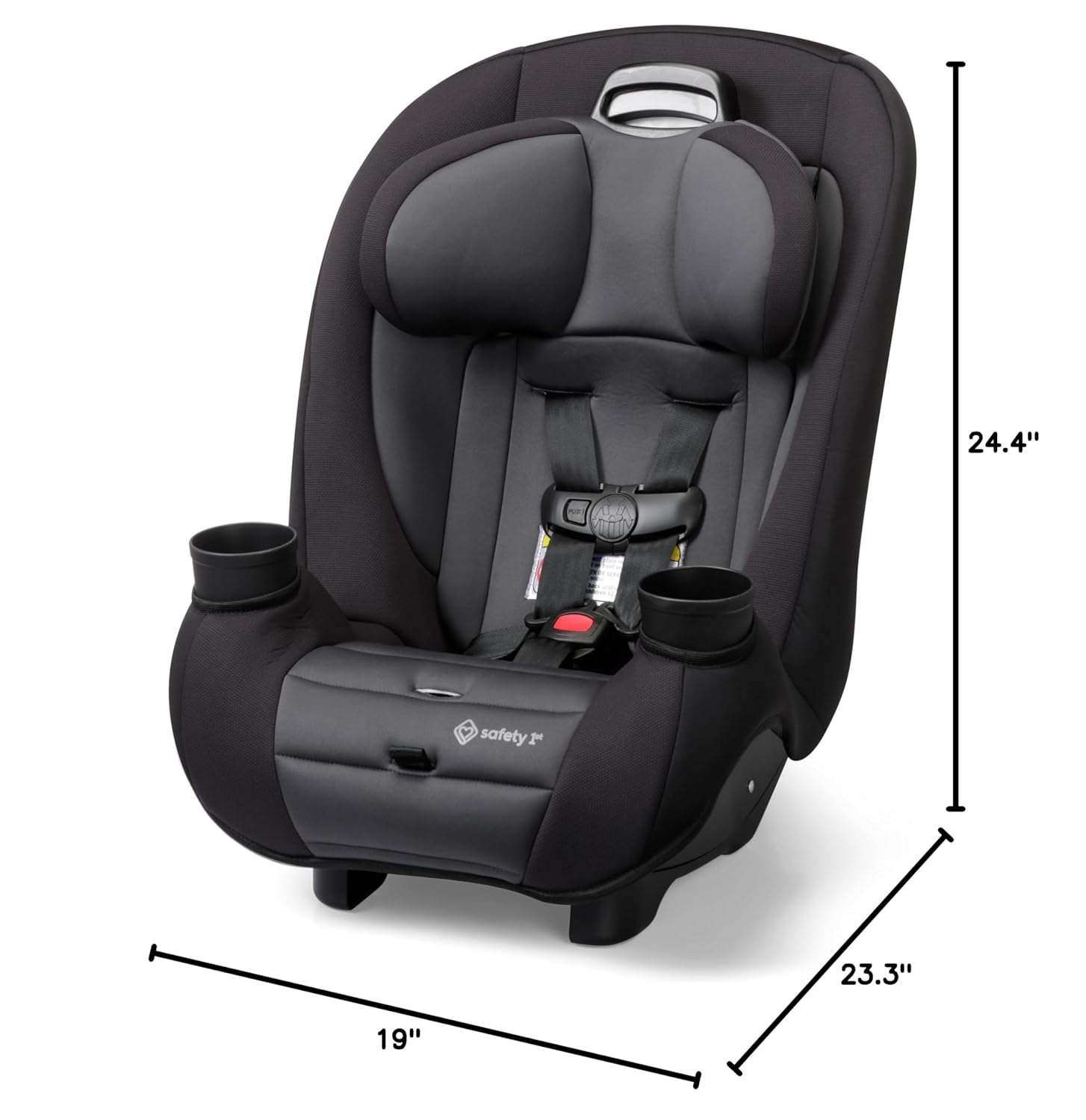 Safety 1st Ellaris 3-in-1 Convertible Car Seat, Slim Fit Design, Rear & Forward-Facing, 5-Position Headrest, 3-Across Fit, Travel-Friendly with Machine-Washable Seat Pad, Smokey Haze
